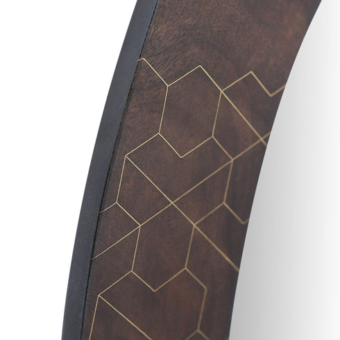 Triangle Wood Mirror with Brass Inlay